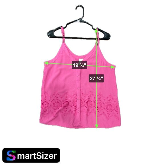 Marisol Women's Pink Embroidered Button-Front Sleeveless Camisole Top L - Picture 7 of 8
